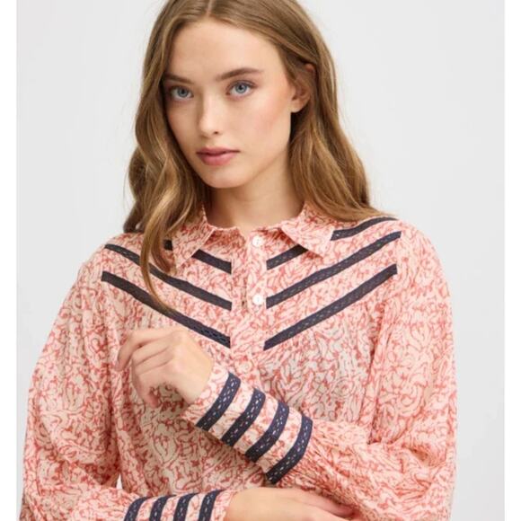 Atelier Reve Aura Pink Button Down Size S NWT - Picture 2 of 5